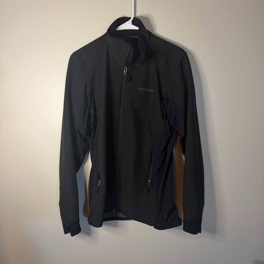 Patagonia mens small soft shell adze hybrid jacket full zip black windblock